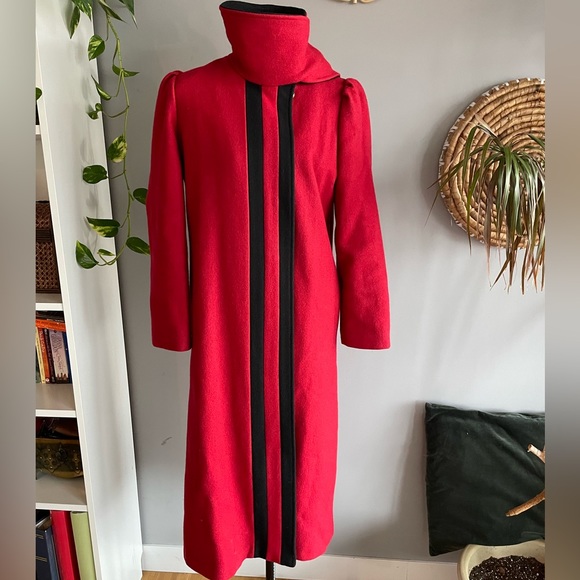 Vintage Red Wool Coat - Picture 2 of 8